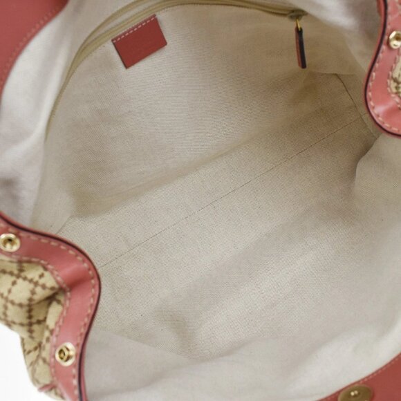 GUCCI Diamante Sukey Shoulder Bag Charm Canvas Leather Brown Pink 84KB255 - Picture 10 of 16